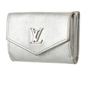 Louis Vuitton Lockme Leather Compact Wallet Metallic Silver